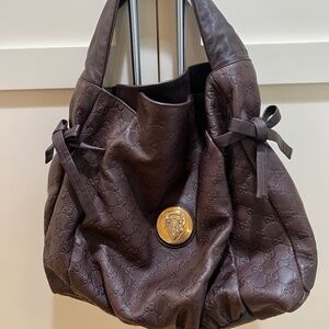 Gucci Chocolate leather Guccissima satchel